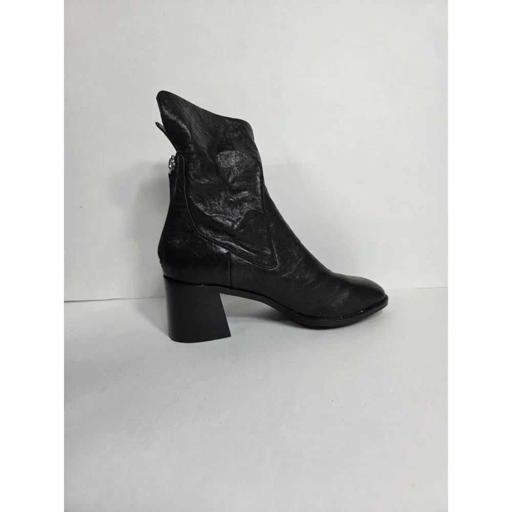 Kelsi Dagger Brooklyn Island Boot Blk Leather Wmn Sz 6 Anthropology Chunky Heel
